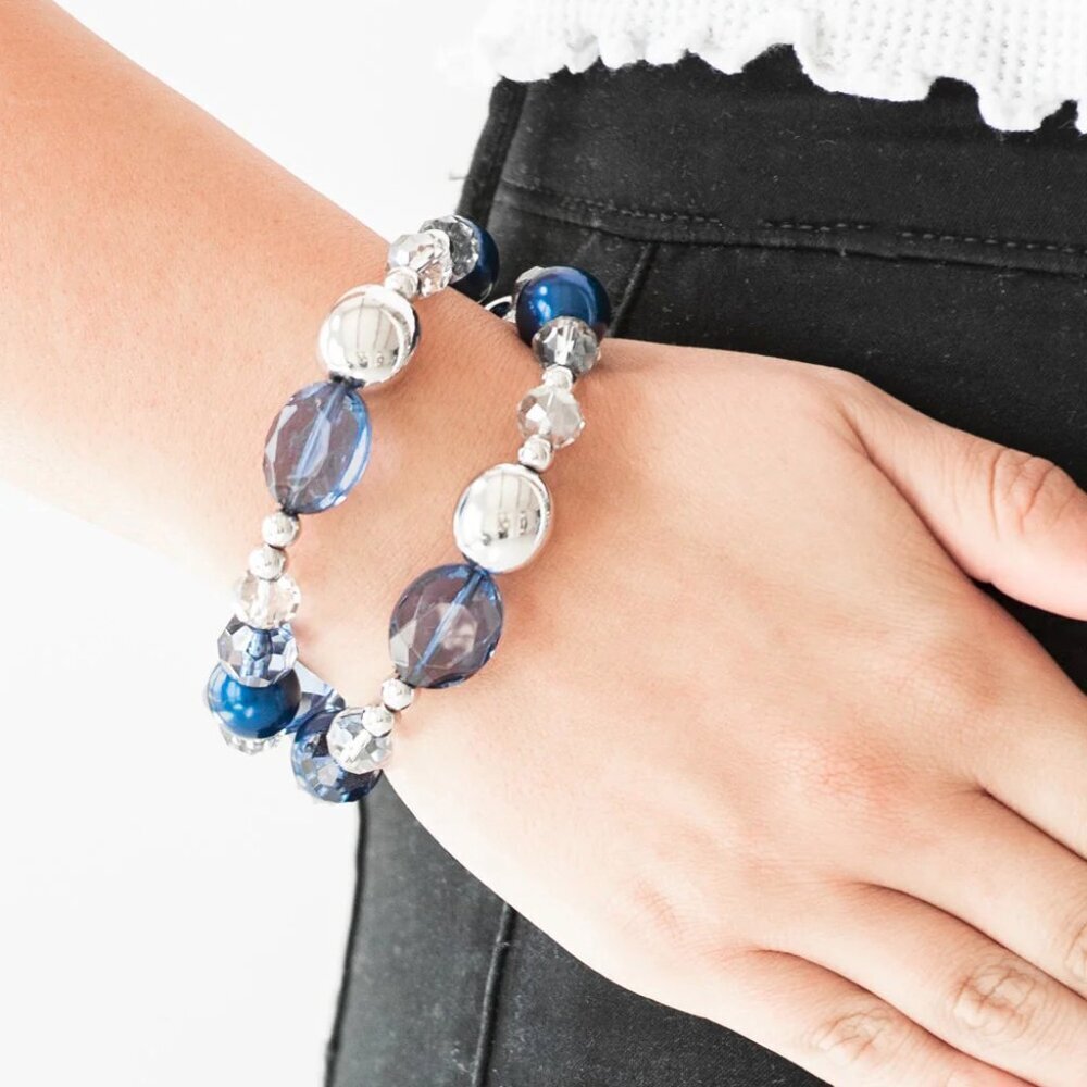 Paparazzi Jewelry Accessories - Downtown Dazzle - Blue Bracelet - Vintage